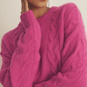 Naadam Luxe Cashmere Cable Knit Crewneck Sweater size medium NWT